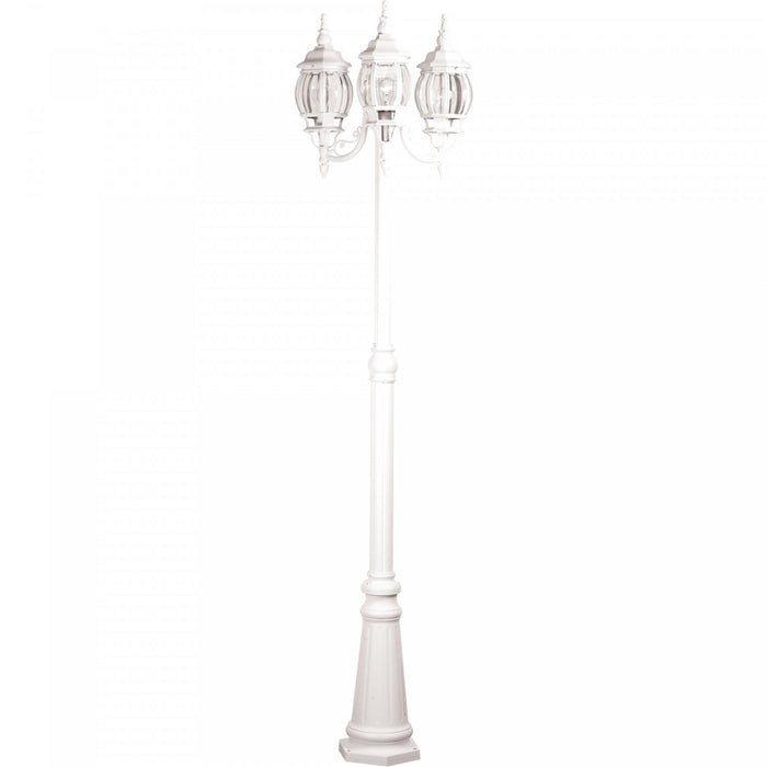 Lanterne et poteau Classico blancs à 3 ampoules pour l'extérieur