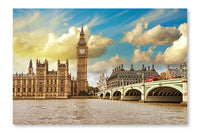 Beautiful View of Westminster Bridge and Houses of Parliament 28 po x 42 po : Oeuvre d’art murale en panneau de tissu sans cadre