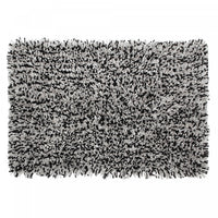 Tapis de salle de bain bain en microfibre noir et blanc à poil long 20 x 32