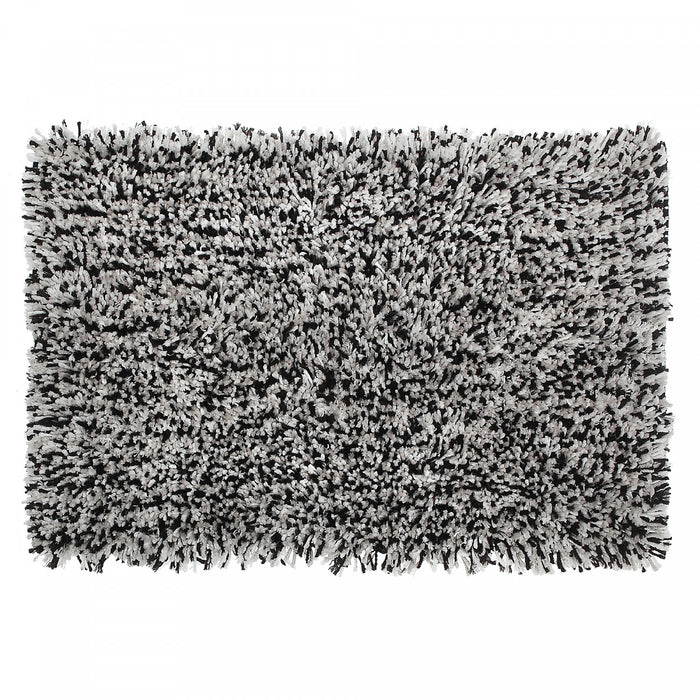 Tapis de salle de bain bain en microfibre noir et blanc à poil long 20 x 32