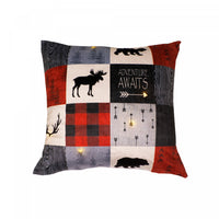 Coussin à DEL « Adventure Awaits » 18 x 18 en velours - ensemble de 2 coussins