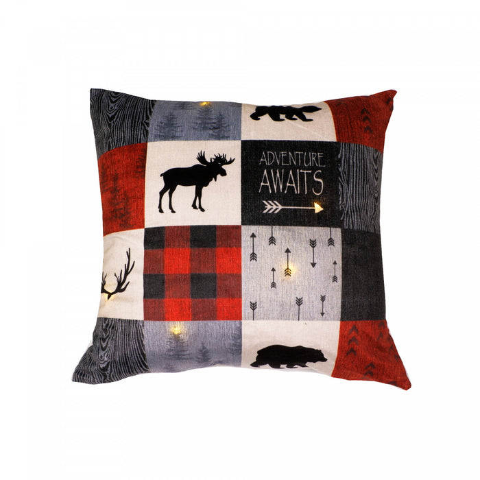 Coussin à DEL « Adventure Awaits » 18 x 18 en velours - ensemble de 2 coussins