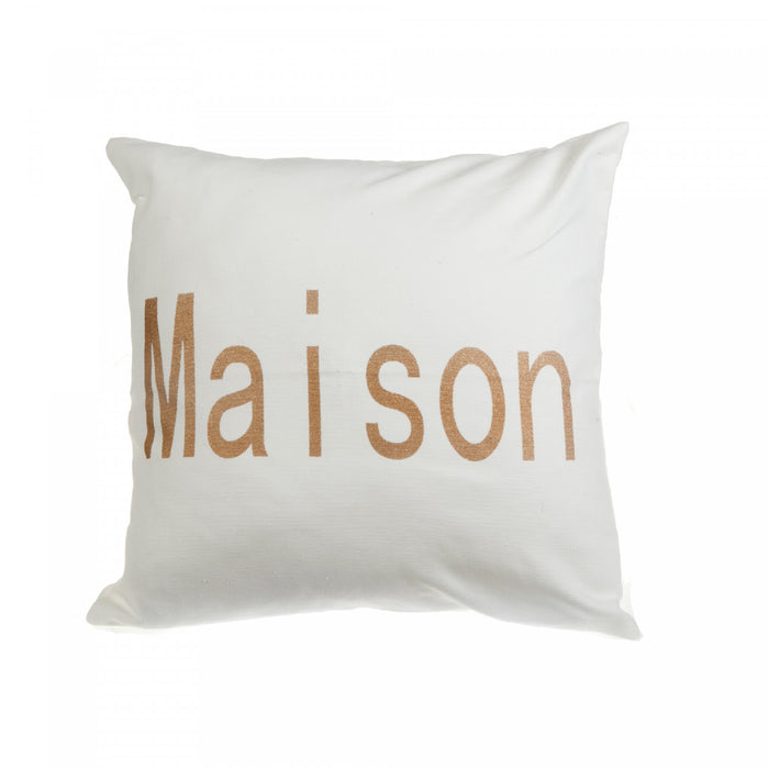 Coussin en tissu blanc avec imprimé « maison » doré - ensemble de 2 coussins