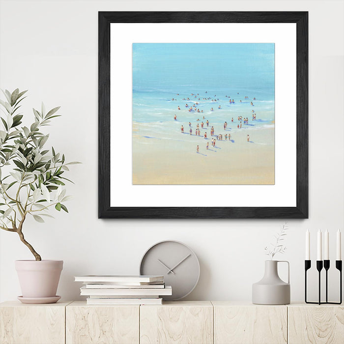 Œuvre d’art murale encadrée noire et mate « Beach Day Ii » 36 x 36