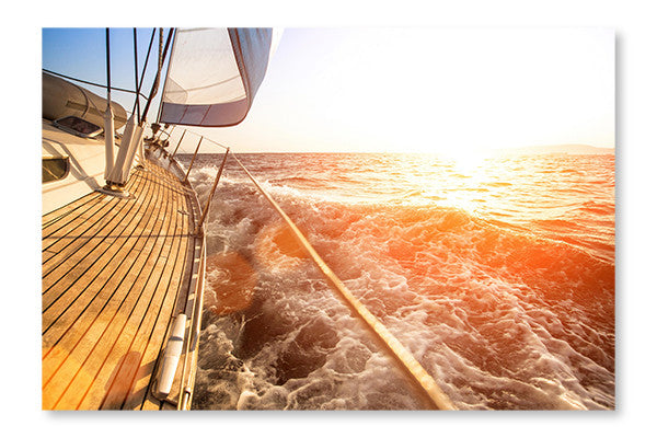  Luxury Yachts 16 po x 24 po : Cadre d'art mural et panneau de tissu