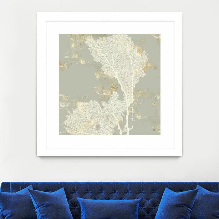Œuvre d’art murale encadrée blanche et mate « Sea Coral Ii » 30 x 30
