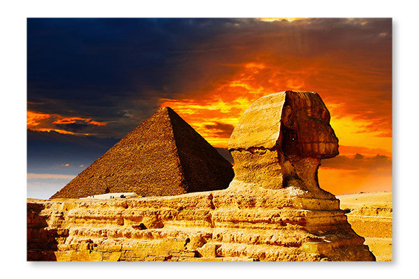  Great Sphinx 16 po x 24 po : Cadre d'art mural et panneau de tissu