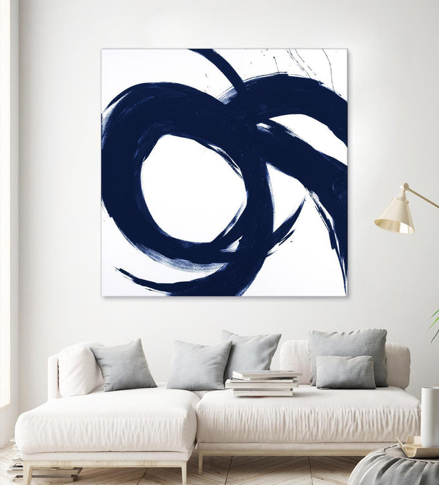 Œuvre d’art murale Giant Art « Navy Circular Strokes Ii » 72 x 72
