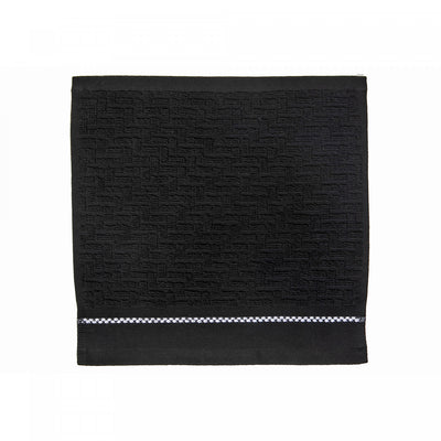 Luxury Stitch Wash Cloth 12 x 12 Black - Set of 6 Towels|Débarbouillette brodée luxueuse 12 x 12 noire - ensemble de 6 serviettes