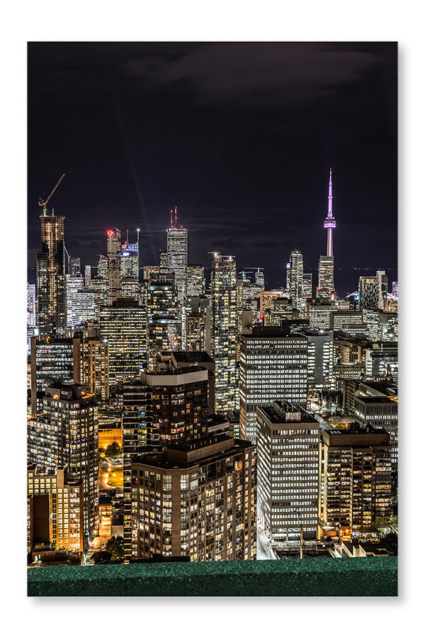 Downtown Toronto At Night 16x24 Wall Art Fabric Panel Without Frame