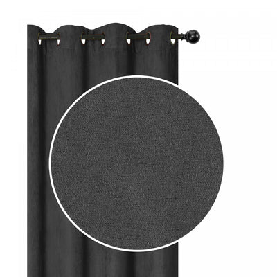 Faux Suede Panel With 8 Grommets Grey - Set of 2 Drapes and Blinds|Panneau en suédine grise avec 8 œillets - ensemble de 2 rideaux et stores