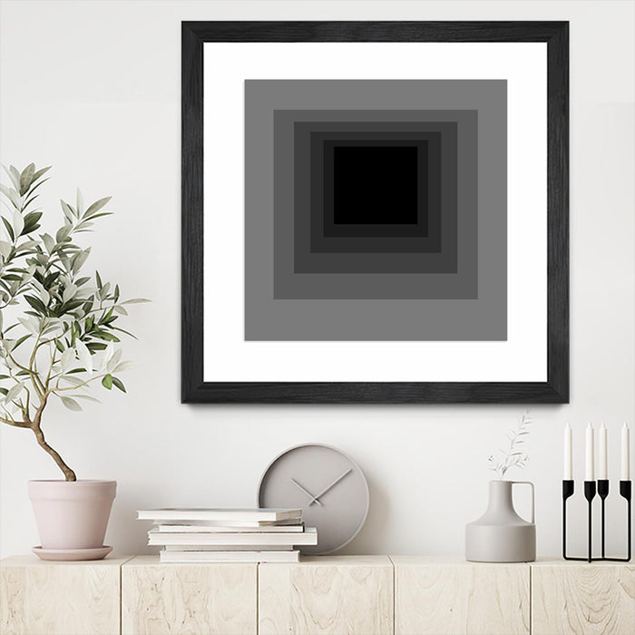 Œuvre d’art murale encadrée noire et mate « After Josef A » 30 x 30