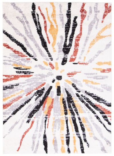 Paloma Sunburst Black, White Area Rug - 5'3" x 7'3"