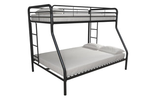 Lits superposés Cassia Atwater Living en métal avec lit simple au-dessus du lit double - noirs