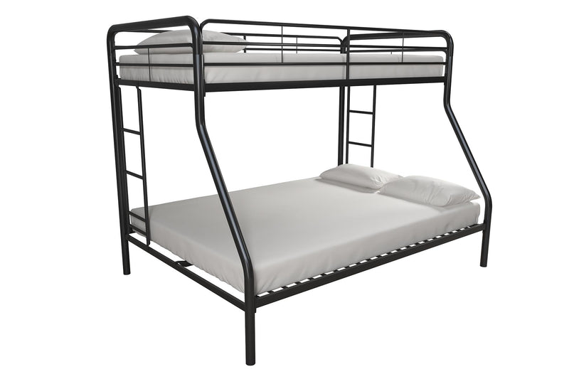 Lits superposés Cassia Atwater Living Dorel Home en métal avec lit simple au-dessus du lit double - noirs
