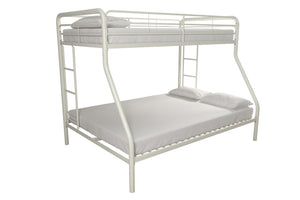 Lits superposés Cassia Atwater Living en métal avec lit simple au-dessus du lit double - blancs
