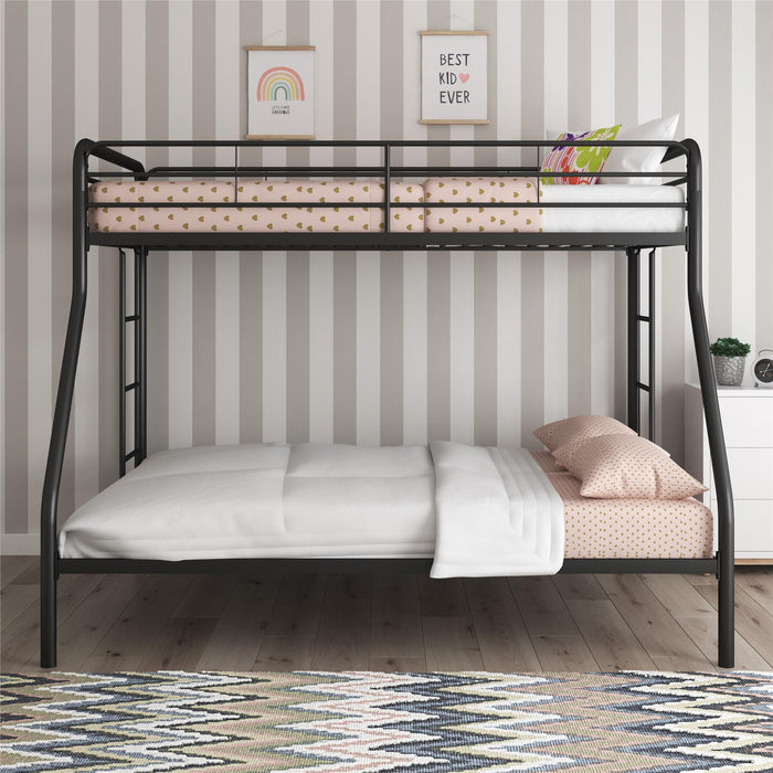 Lits superposés Cassia Atwater Living Dorel Home en métal avec lit simple au-dessus du lit double - noirs