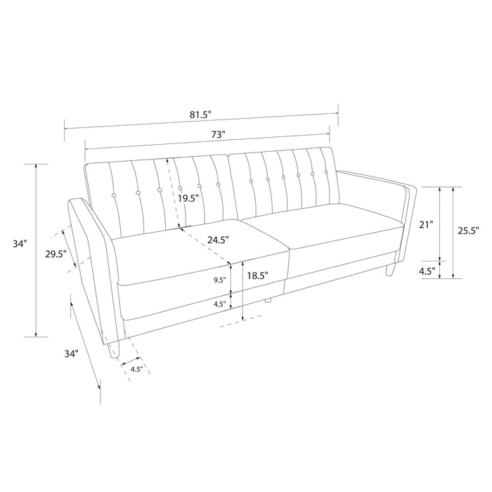 Futon Lenna Atwater Living Dorel Home en velours capitonné - brun clair