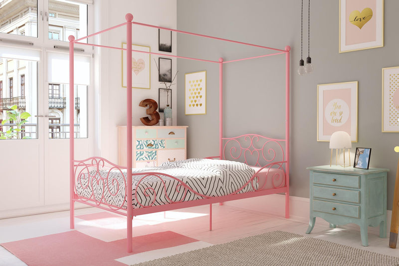Lit simple Dorel Home à baldaquin Whimsical en métal - rose