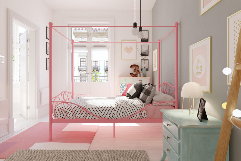 Lit simple Dorel Home à baldaquin Whimsical en métal - rose