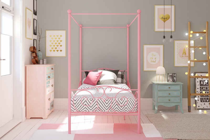 Lit simple Dorel Home à baldaquin Whimsical en métal - rose
