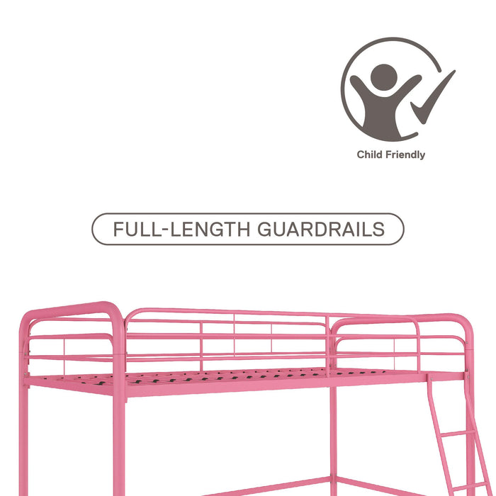 Lit mezzanine Cora Atwater Living en métal pour jeunes - rose