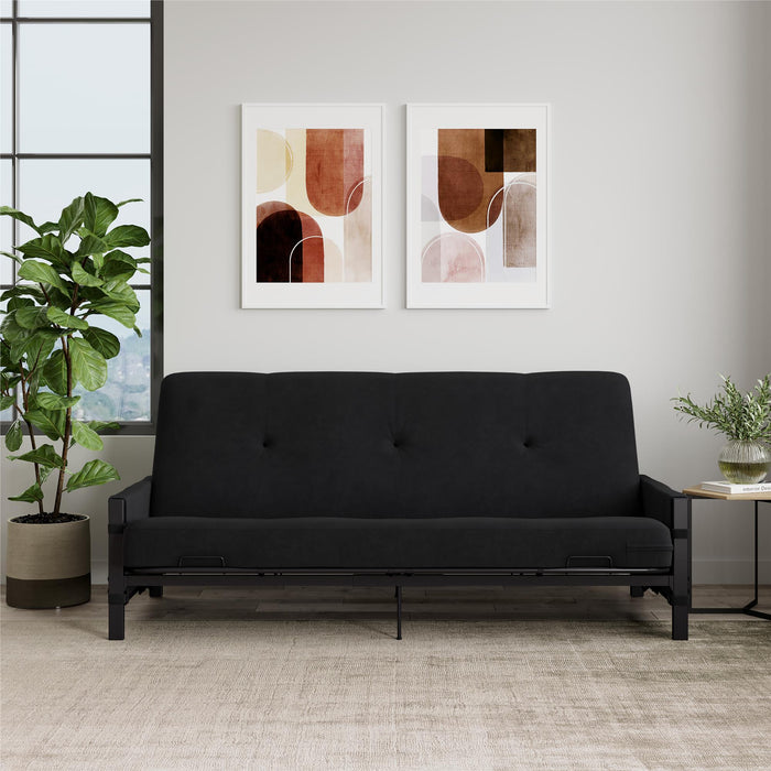Futon DHP en métal avec accoudoir de rangement et matelas de 6 po