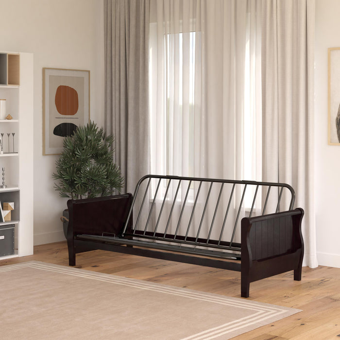Futon Ronson Atwater Living Dorel Home avec accoudoirs en bois et fini espresso
