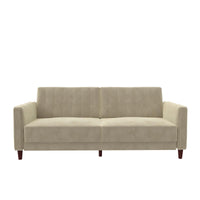 Futon Lenna Atwater Living Dorel Home en velours capitonné - brun clair