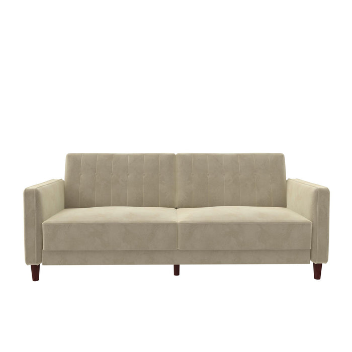 Futon Lenna Atwater Living Dorel Home en velours capitonné - brun clair