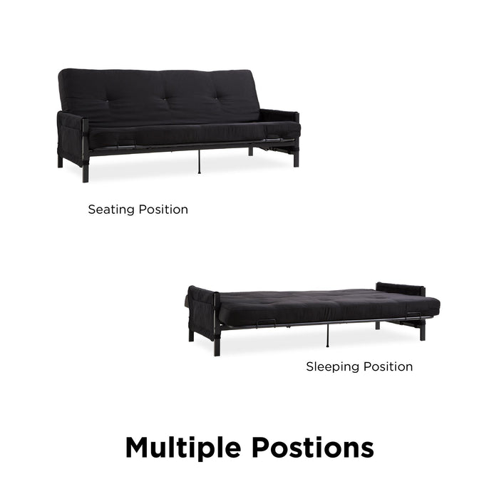 Futon DHP en métal avec accoudoir de rangement et matelas de 6 po