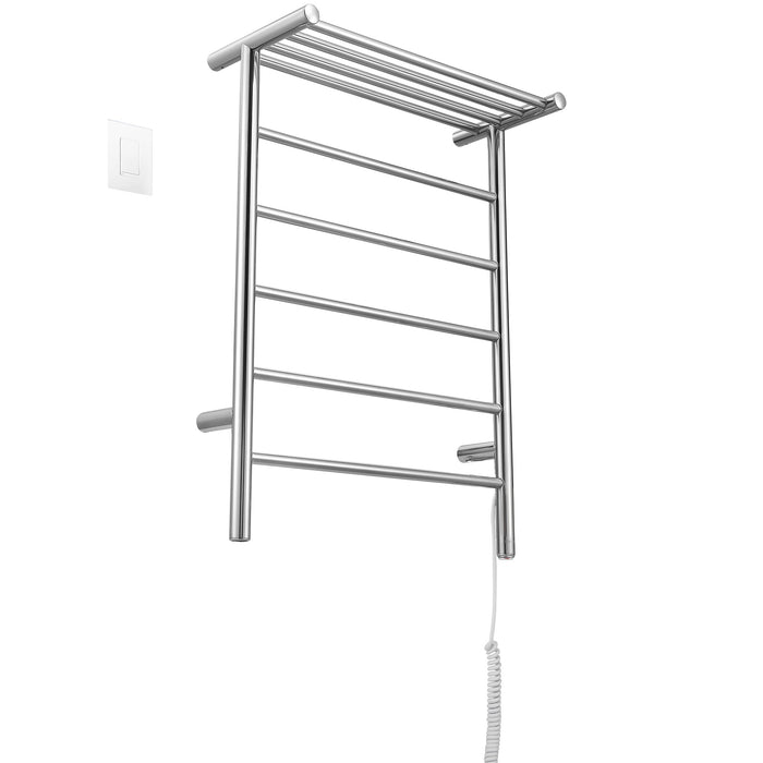 Porte-serviettes chauffant électrique mural Miazzo d’Ancona à 5 barres avec minuterie par Wi-Fi - acier inoxydable