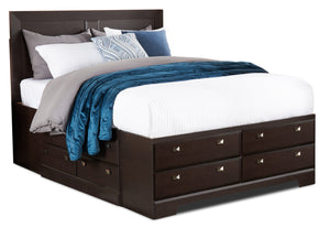 Yorkdale Full 12 Drawer Storage Bed – Dark Brown|Lit rangement double Yorkdale à 12 tiroirs – brun foncé|265FSBED