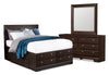 Ensemble de chambre à coucher avec rangement 5 pièces Yorkdale, 12 tiroirs complets - brun foncé