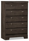 Commode verticale Yorkdale de 31,1 po (L) x 47,4 po (H) à 5 tiroirs pour la chambre à coucher, fabriquée au Canada - grise