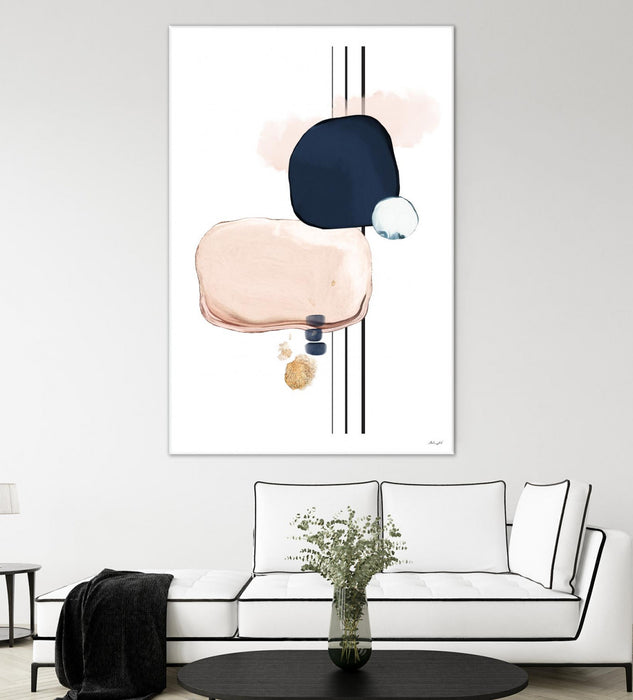 Œuvre d’art murale Giant Art « Abstract Study Blush And Navy Blue » 72 x 48