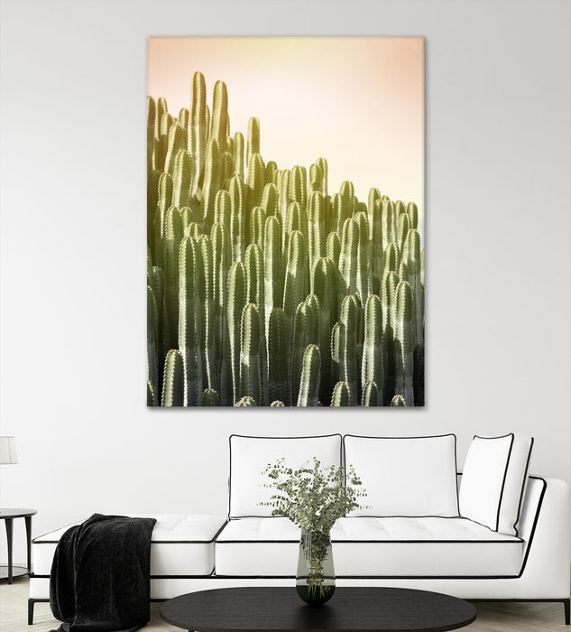 Œuvre d’art murale Giant Art « Pink Sky Cactus » 72 x 54