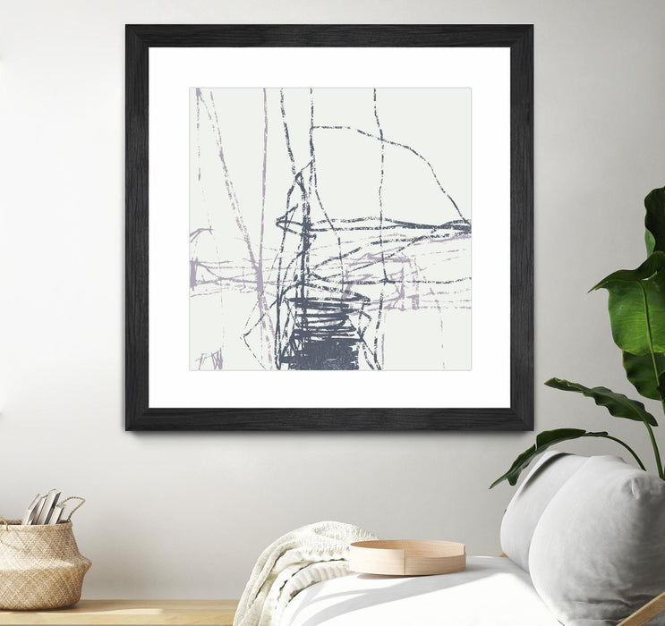 Œuvre d’art murale encadrée noire et mate « Chalk Doodles G » 30 x 30