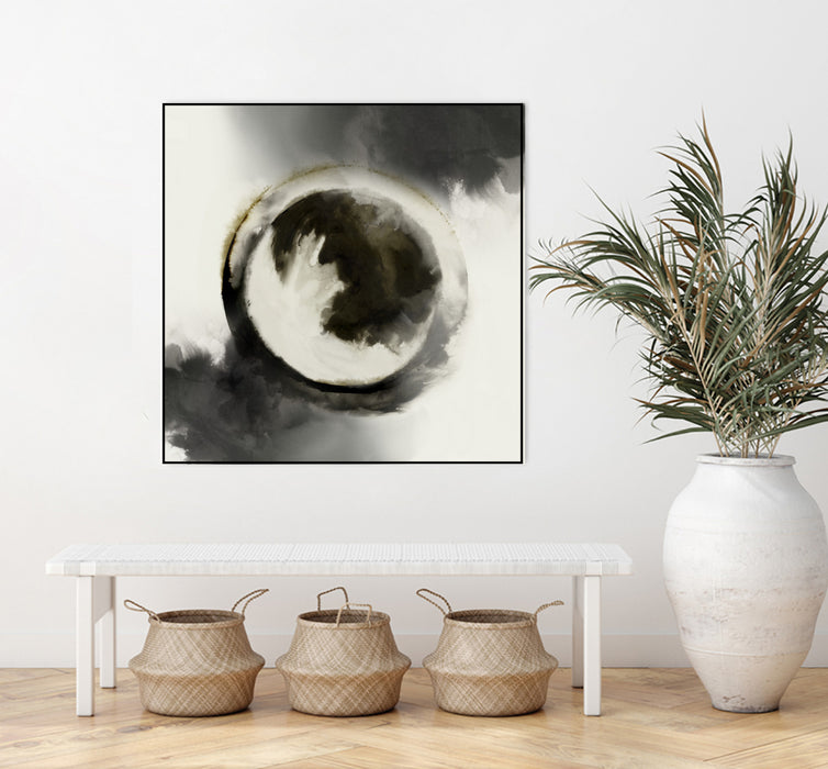 Œuvre d’art murale sur toile encadrée noire « Smokey Circumference » 20 x 20