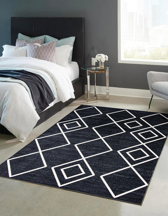 Carpette Kenza bleue lavable à la machine - 5 pi 0 po x 7 pi 0 po