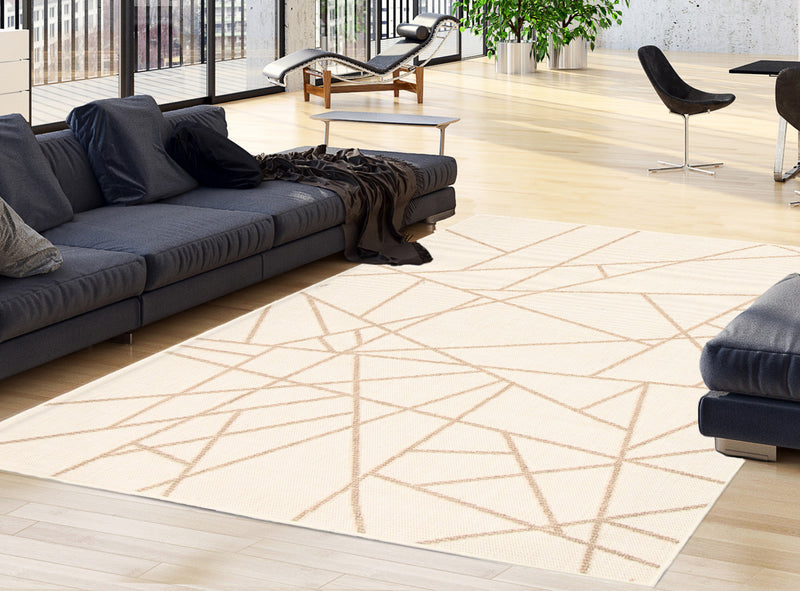Carpette Sadie Abstract champagne taupe - 5 pi 3 pox 7 pi 7 po