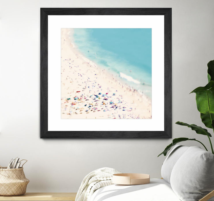 Œuvre d’art murale encadrée noire et mate « Beach Love » 36 x 36