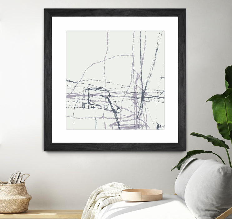 Œuvre d’art murale encadrée noire et mate « Chalk Doodles H » 30 x 30