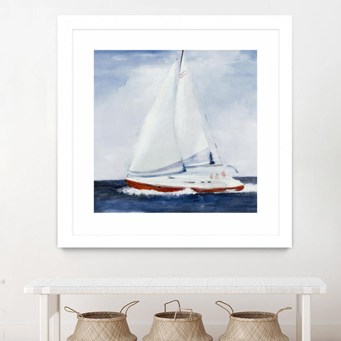 Œuvre d’art murale encadrée blanche et mate « Chasing The Sun » 30 x 30