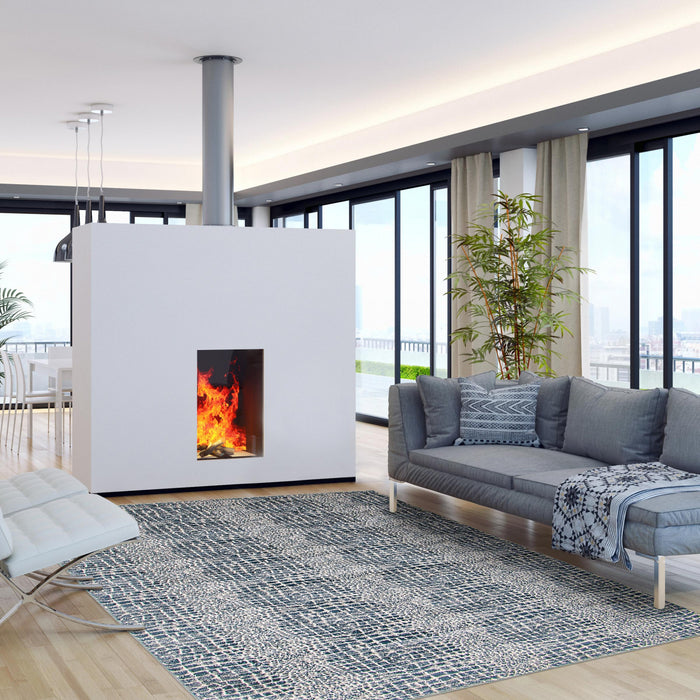 Carpette Kecia bleue/crème 3 pi 11 po x 5 pi 11 po