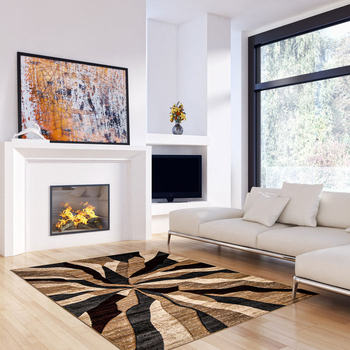 Carpette Mayoree brun, beige et noir - 5 pi 3 po x 7 pi 3 po