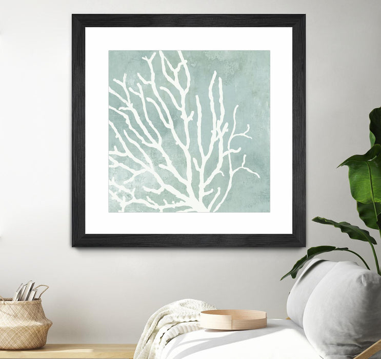 Œuvre d’art murale encadrée noire et mate « Sea Crown I » 30 x 30