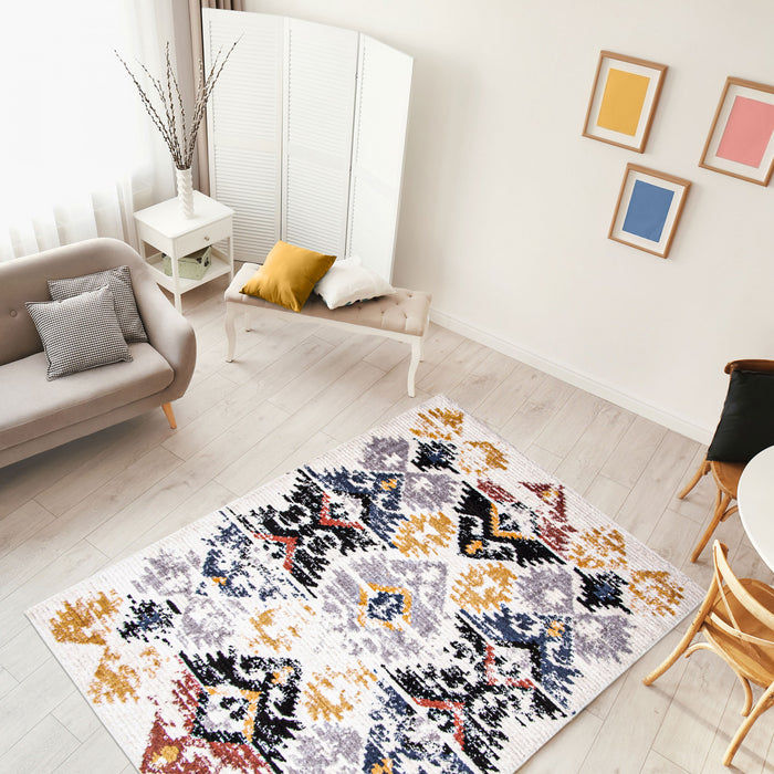 Carpette Paloma Kashkuli blanche - 8 pi 0 po x 10 pi 0 po