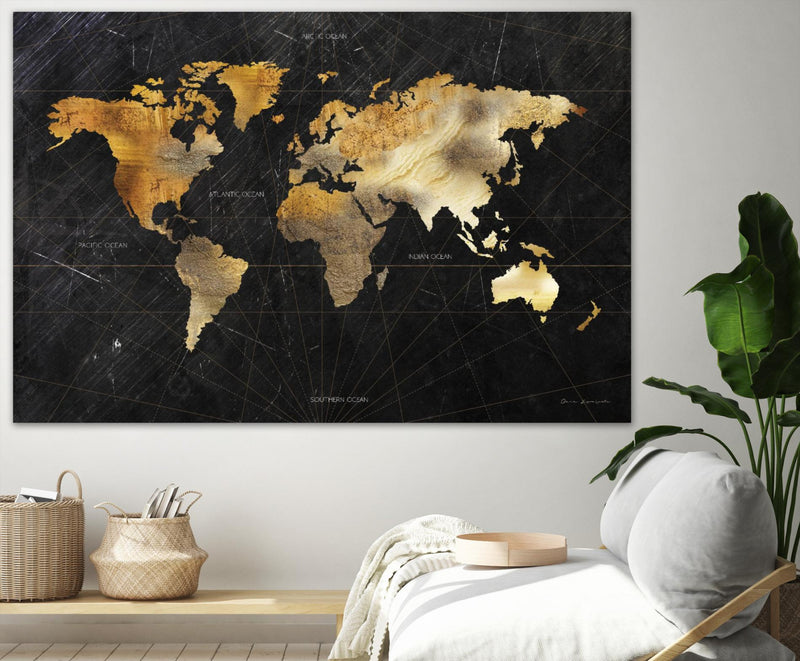 Œuvre d’art murale Giant Art « Dramatic World Map » 84 x 54