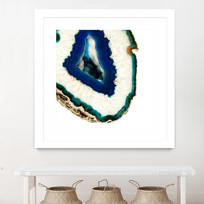 Œuvre d’art murale encadrée blanche et mate « Mediterranean Agate A » 36 x 36
